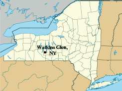 map of New York showing location of Watkins Glen